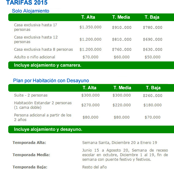 Planes y Tarifas 2015