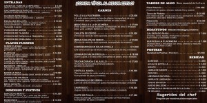 Carta Restaurante Café La Platanera